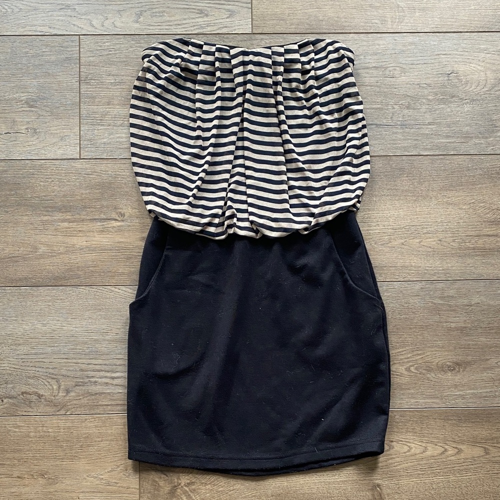 Windsor Black and White Striped Mini Dress